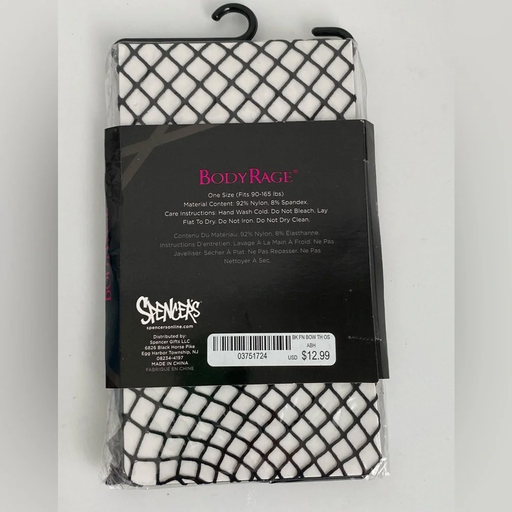 Body Rage black fishnet thigh high with bow women’s one size Spencer’s New